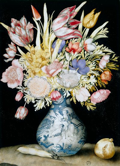 Jarrón de porcelana china con un ramo de flores de Giovanna Garzoni